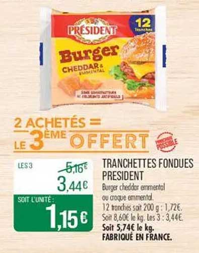Tranchettes Fondue Président