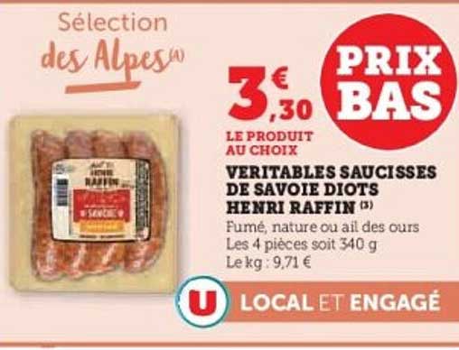 Véritables saucisses de Savoie Diots Henri Raffin