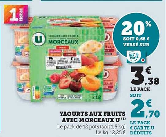 Yaourts aux fruits avec morceaux U