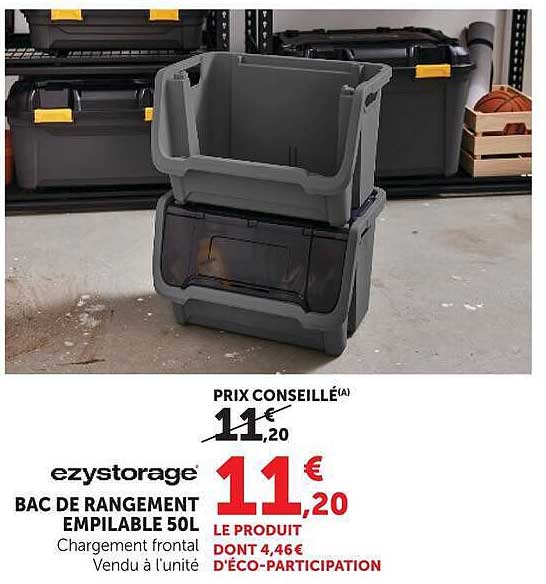 BAC DE RANGEMENT EMPILABLE 50L