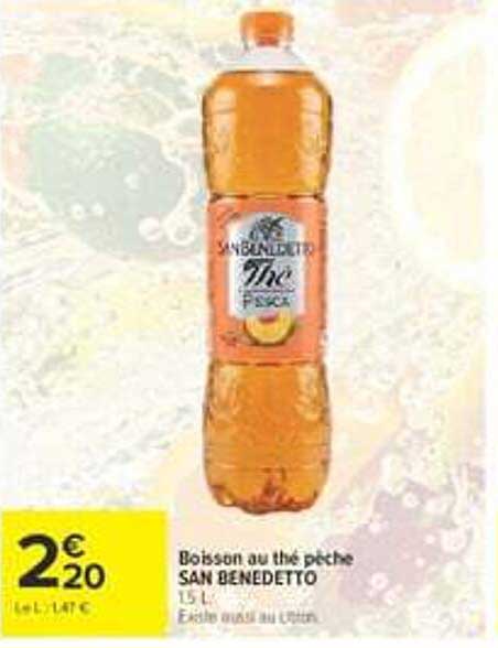 Boisson au thé pêche SAN BENEDETTO 1,5 L Édité au goût du citron