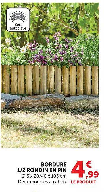 BORDURE 1/2 ROND EN PIN