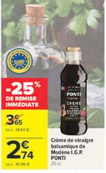 Crème de vinaigre balsamique de Modène I.G.P. PONTI 25 cl