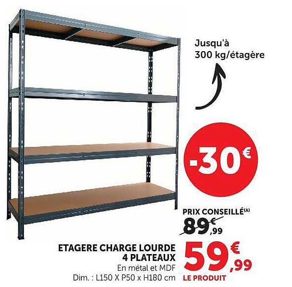 ETAGERE CHARGE LOURDE 4 PLATEAUX