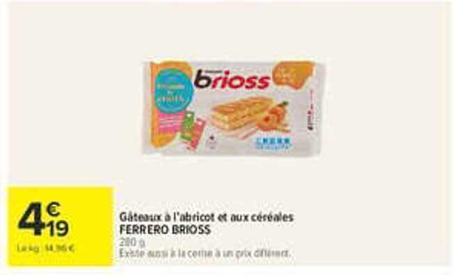 Gâteaux à l’abricot et aux céréales FERRERO BRIOSS