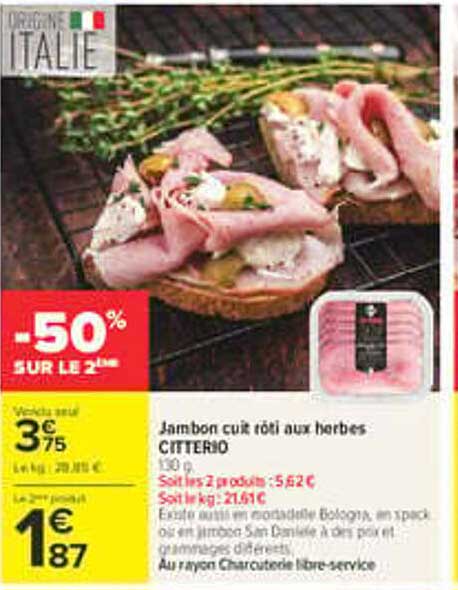 Jambon cuit rôti aux herbes CITTERIO
