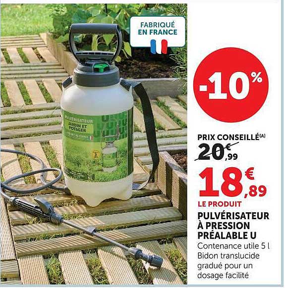 LE PRODUIT PULVÉRISATEUR À PRESSION PRÉALABLE U