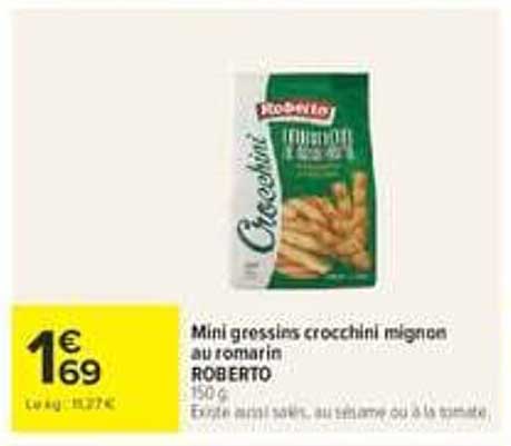 Mini gressins crocchini mignon au romarin ROBERTO 150 g