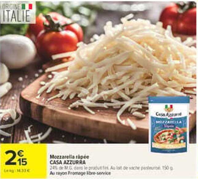 Mozzarella râpée CASA AZZURRA