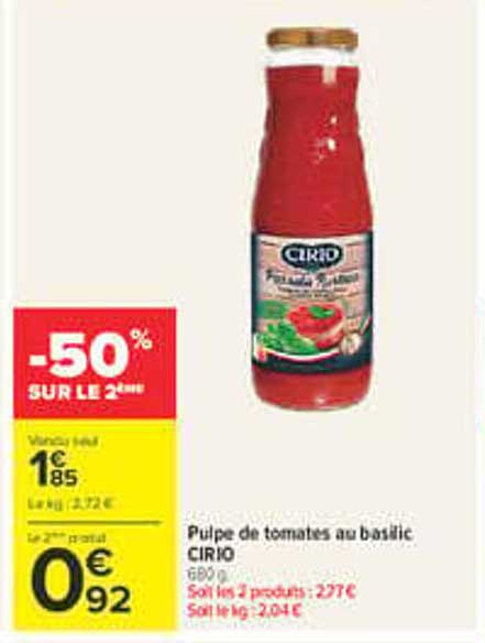 Pulpe de tomates au basilic CIRIO