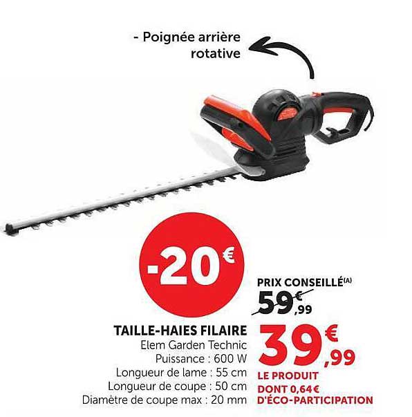 TAILLE-HAIES FILAIRE Elem Garden Technic