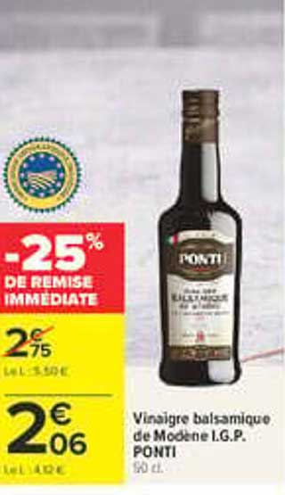 Vinaigre balsamique de Modène I.G.P. PONTI 50 cl.