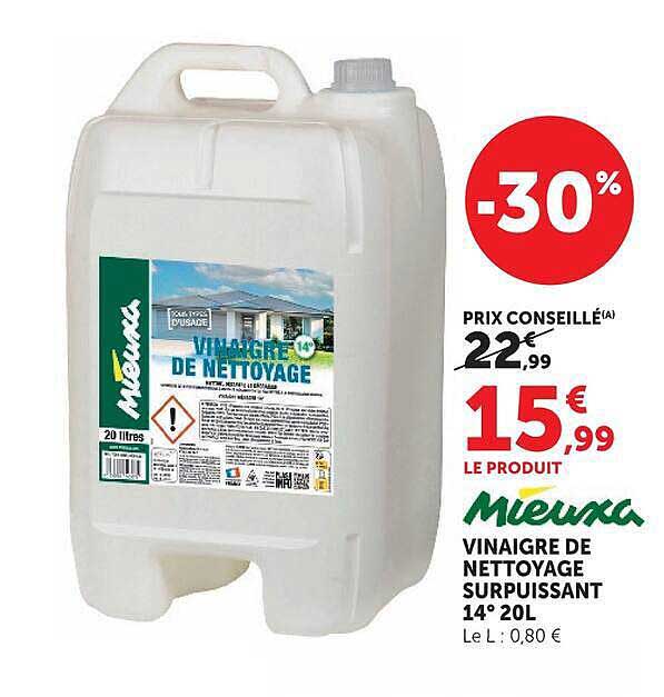 VINAIGRE DE NETTOYAGE SURPUISSANT 14° 20L