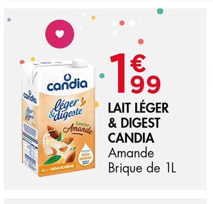 LAIT LÉGER & DIGESTE CANDIA Saveur Amande
