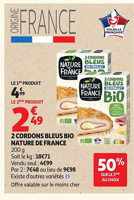2 CORDONS BLEUS BIO NATURE DE FRANCE
