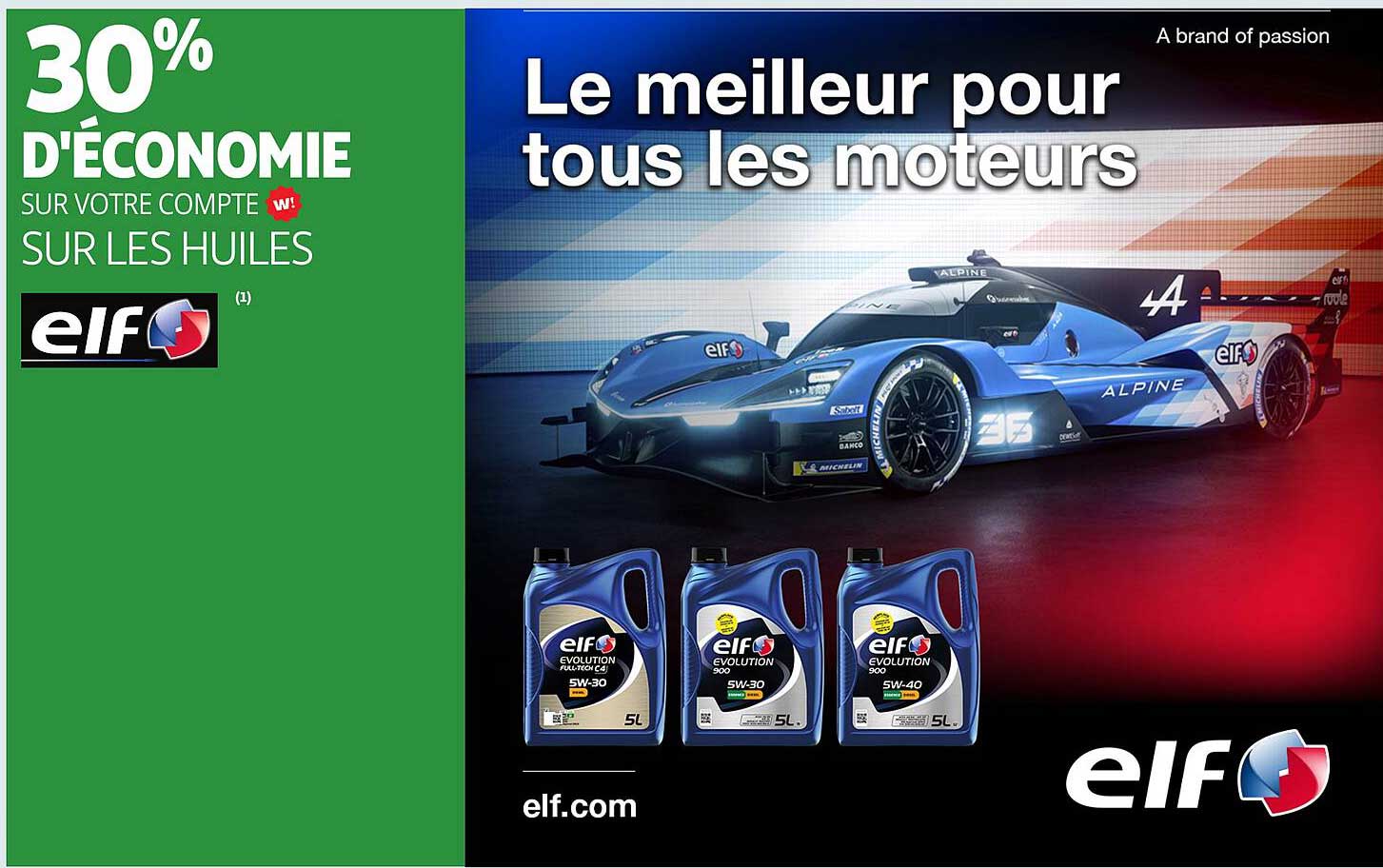 30% d'économie sur les huiles ELF