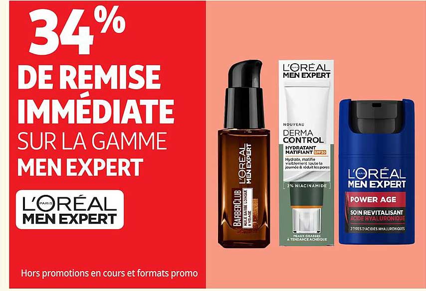 34% DE REMISE IMMÉDIATE SUR LA GAMME MEN EXPERT