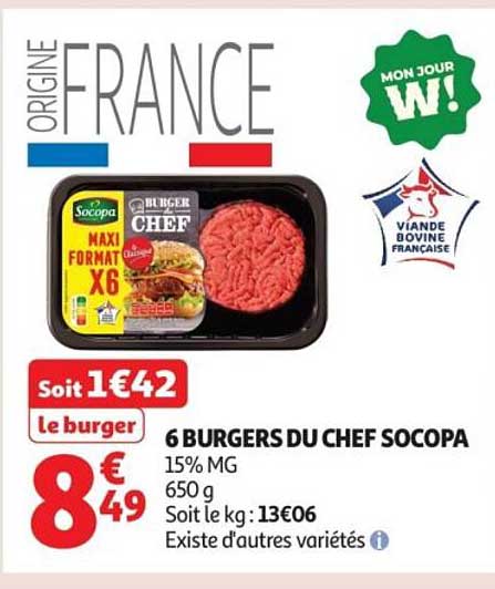 6 BURGERS DU CHEF SOCOPA