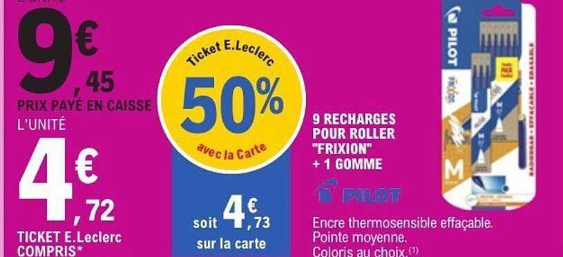 9 RECHARGES POUR ROLLER 'FRIXION' + 1 GOMME