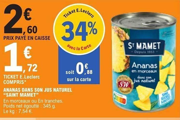 ANANAS DANS SON JUS NATUREL “SAINT MAMET”