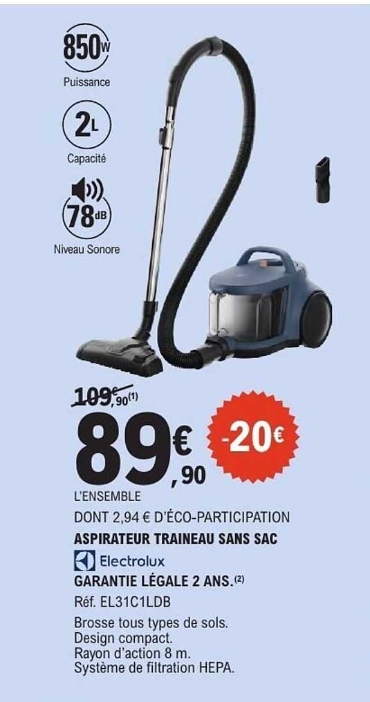 ASPIRATEUR TRAINEAU SANS SAC