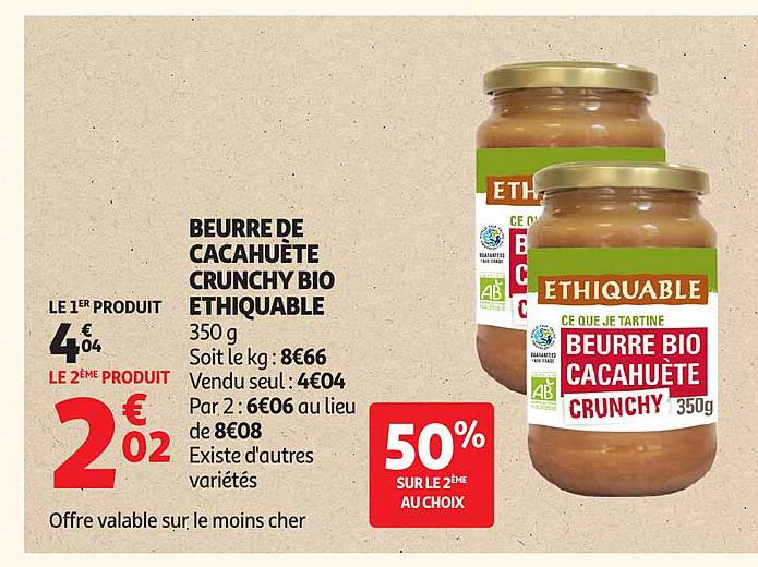 BEURRE DE CACAHUÈTE CRUNCHY BIO ETHIQUABLE