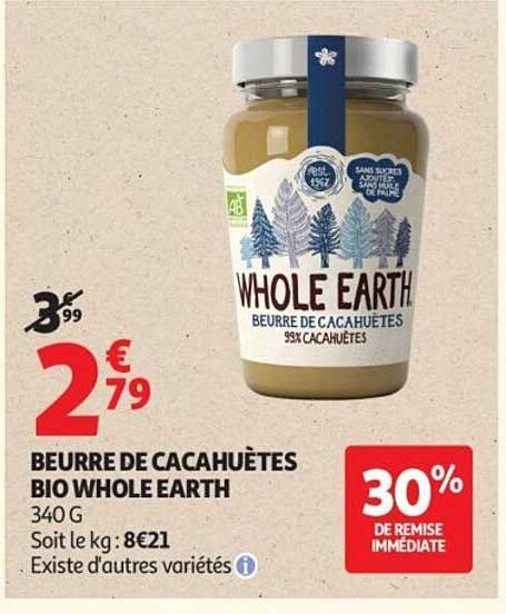 BEURRE DE CACAHUÈTES BIO WHOLE EARTH