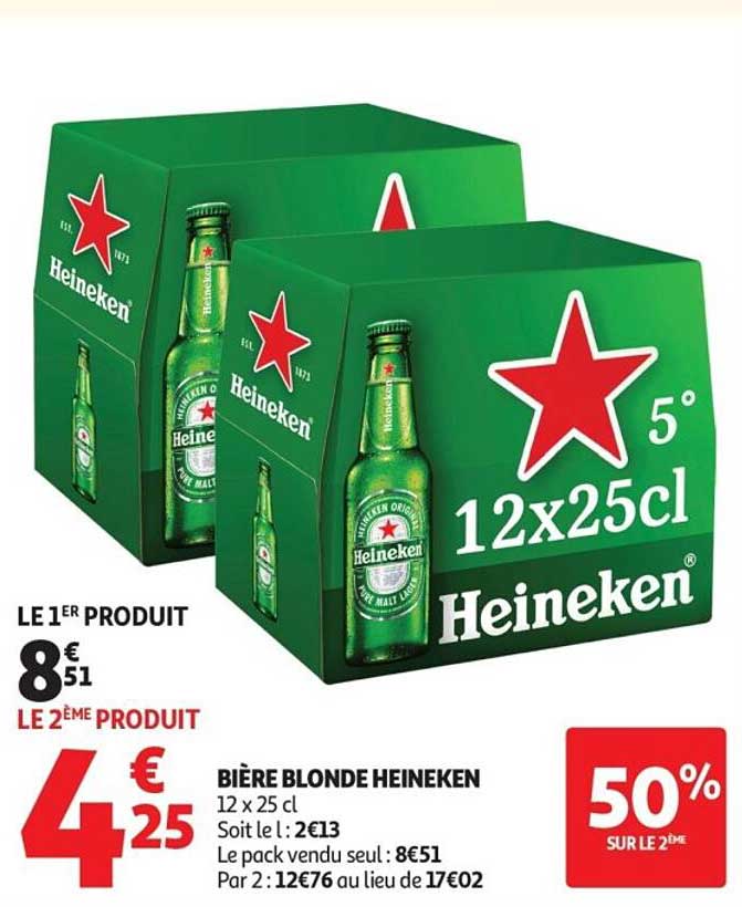 BIÈRE BLONDE HEINEKEN 12x25cl