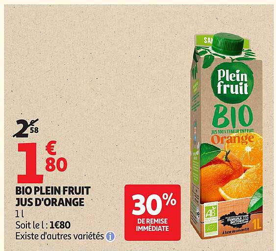 BIO PLEIN FRUIT JUS D'ORANGE