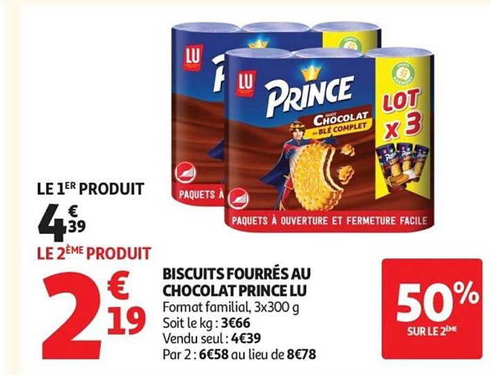 Biscuits fourrés au chocolat Prince LU