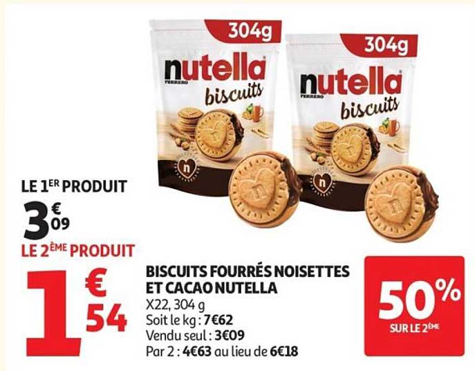 Biscuits fourrés noisettes et cacao Nutella