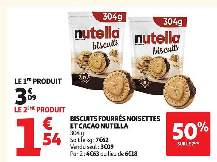 BISCUITS FOURRÉS NOISETTES ET CACAO NUTELLA