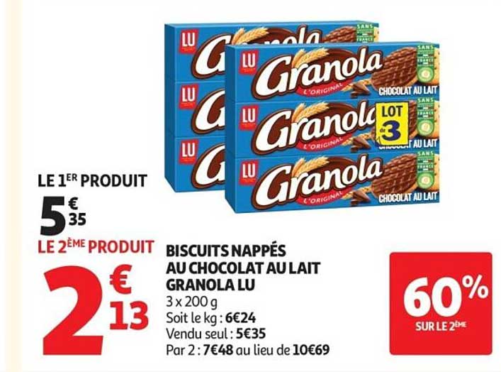 Biscuits nappés au chocolat au lait Granola LU