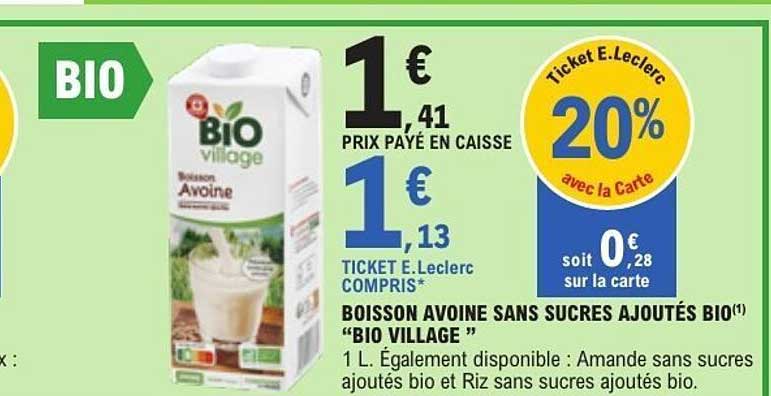 BOISSON AVOINE SANS SUCRES AJOUTÉS BIO "BIO VILLAGE "