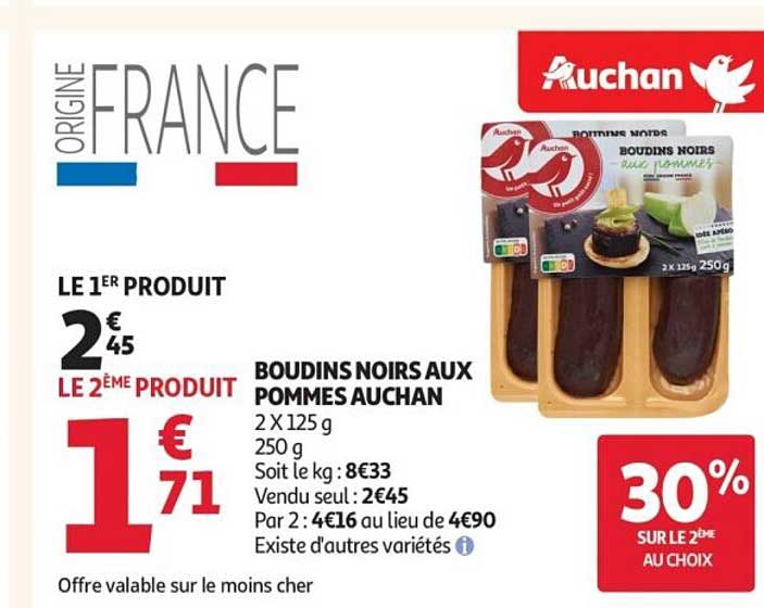 BOUDINS NOIRS AUX POMMES AUCHAN