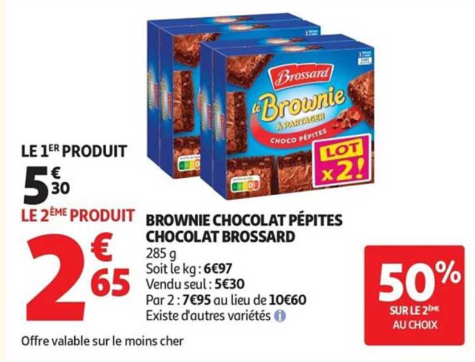 BROWNIE CHOCOLAT PÉPITES CHOCOLAT BROSSARD