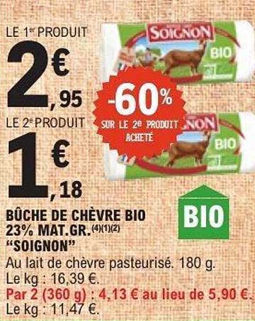 BUCHE DE CHÈVRE BIO 23% MAT.GR. "SOIGNON"