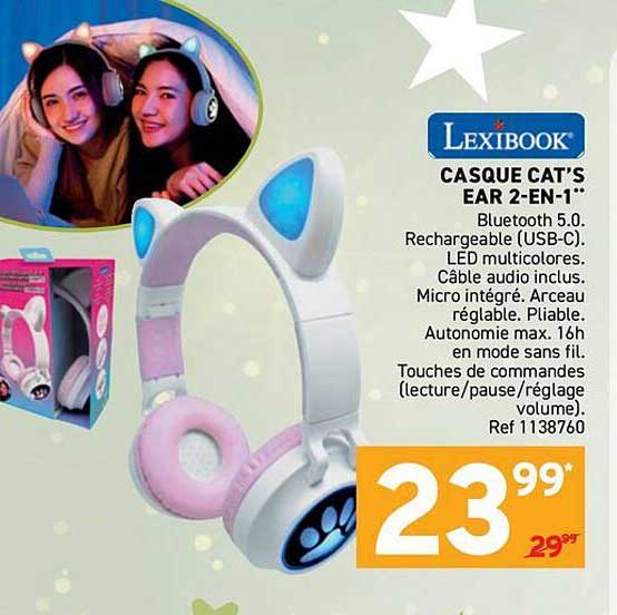 CASQUE CAT’S EAR 2-EN-1