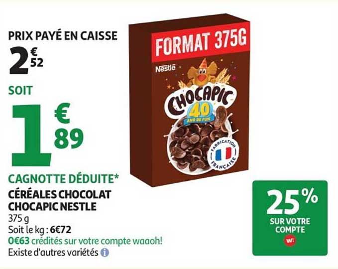 Céréales Chocolat Chocapic Nestlé 375 g