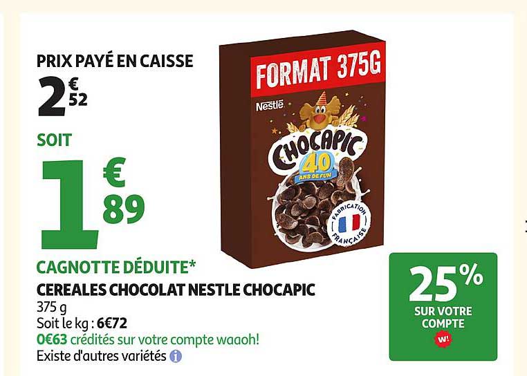Céréales Chocolat Nestlé Chocapic 375 g