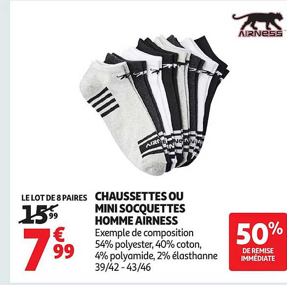 CHAUSSETTES OU MINI SOCQUETTES HOMME AIRNESS