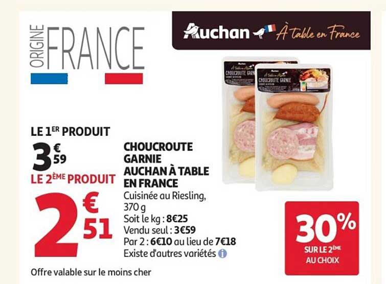 Choucroute garnie Auchan à table en France