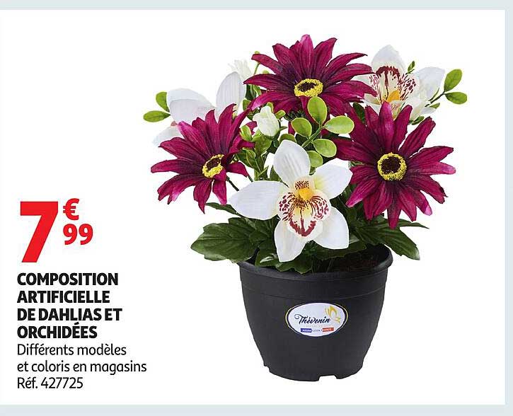 COMPOSITION ARTIFICIELLE DE DAHLIAS ET ORCHIDÉES
