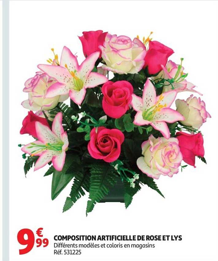 COMPOSITION ARTIFICIELLE DE ROSE ET LYS