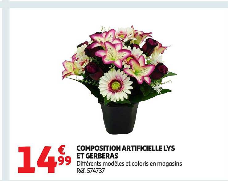 COMPOSITION ARTIFICIELLE LYS ET GERBERAS