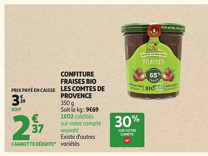 CONFITURE FRAISES BIO LES COMTES DE PROVENCE