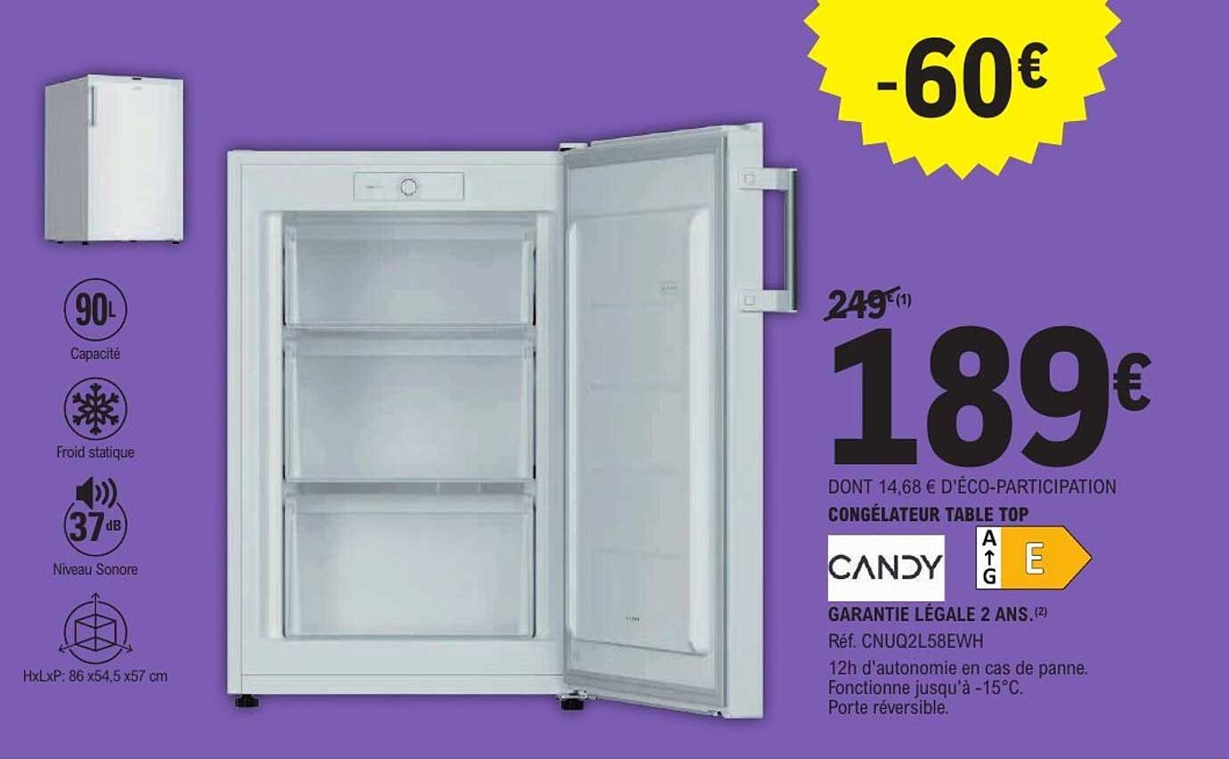 Congélateur Table Top Candy CNUQ2L58EWH