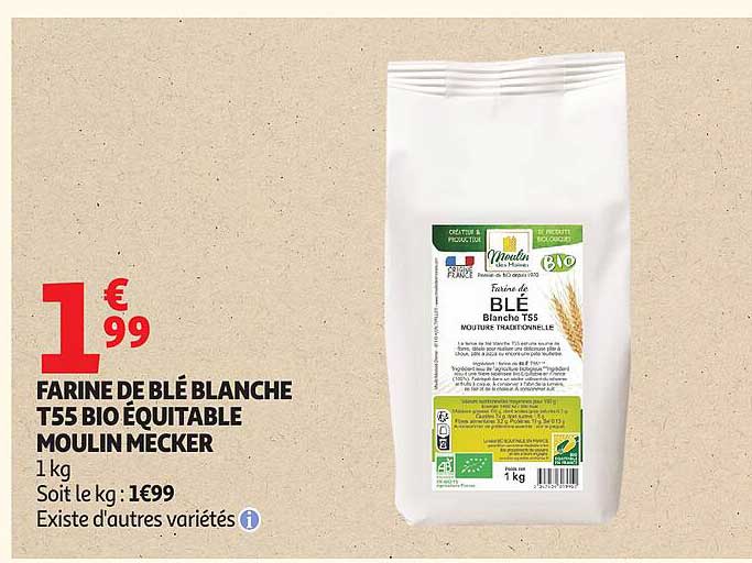 FARINE DE BLÉ BLANCHE T55 BIO ÉQUITABLE MOULIN MECKER