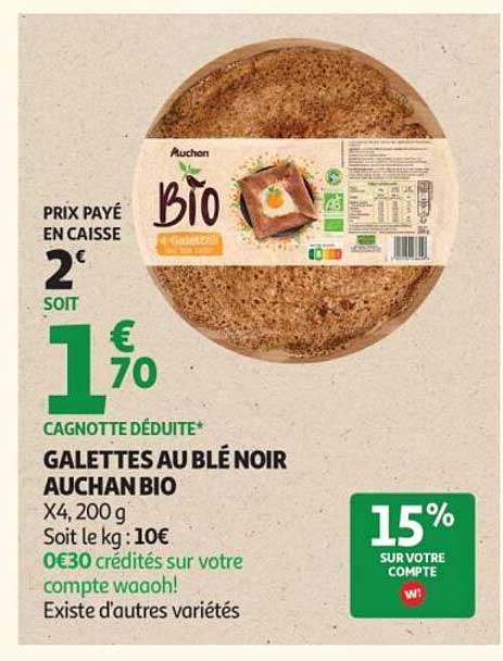 Galettes au blé noir Auchan Bio