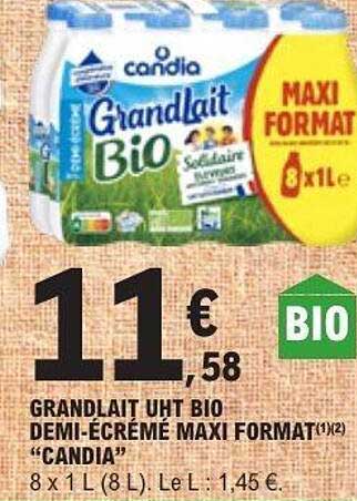 GRANDLAIT UHT BIO DEMI-ÉCRÉMÉ MAXI FORMAT